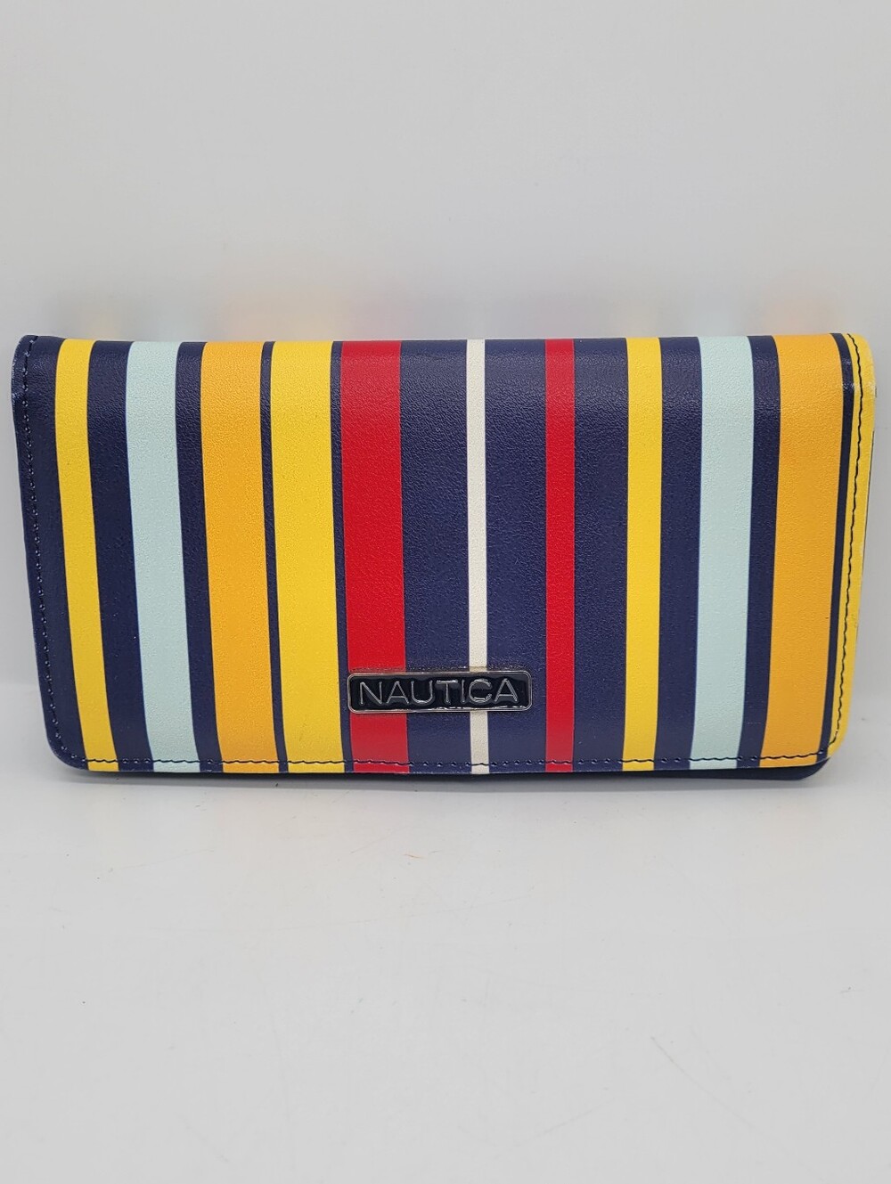MINT Nautica Vertical Multicolor Striped Navy Blue Wallet